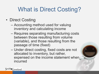 Smith & Gesteland direct costing techniques | PPTX