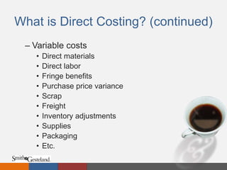 Smith & Gesteland direct costing techniques | PPTX
