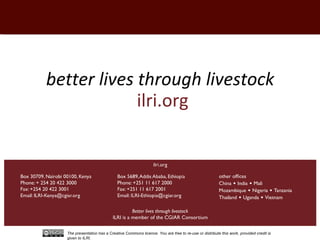 Livestock in developing countries: Animal health challenges and opportunities 