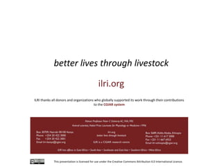 Global food and nutrition security to population stabilization: Contributions of the developing world’s livestock sector