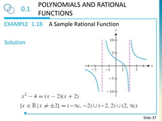 EXAMPLE
Solution
0.1
POLYNOMIALS AND RATIONAL
FUNCTIONS
1.18 A Sample Rational Function
Slide 37
 