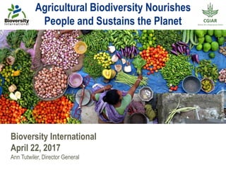 Bioversity International
April 22, 2017
Ann Tutwiler, Director General
Photo:KrishnasisGhosh
Agricultural Biodiversity Nourishes
People and Sustains the Planet
 