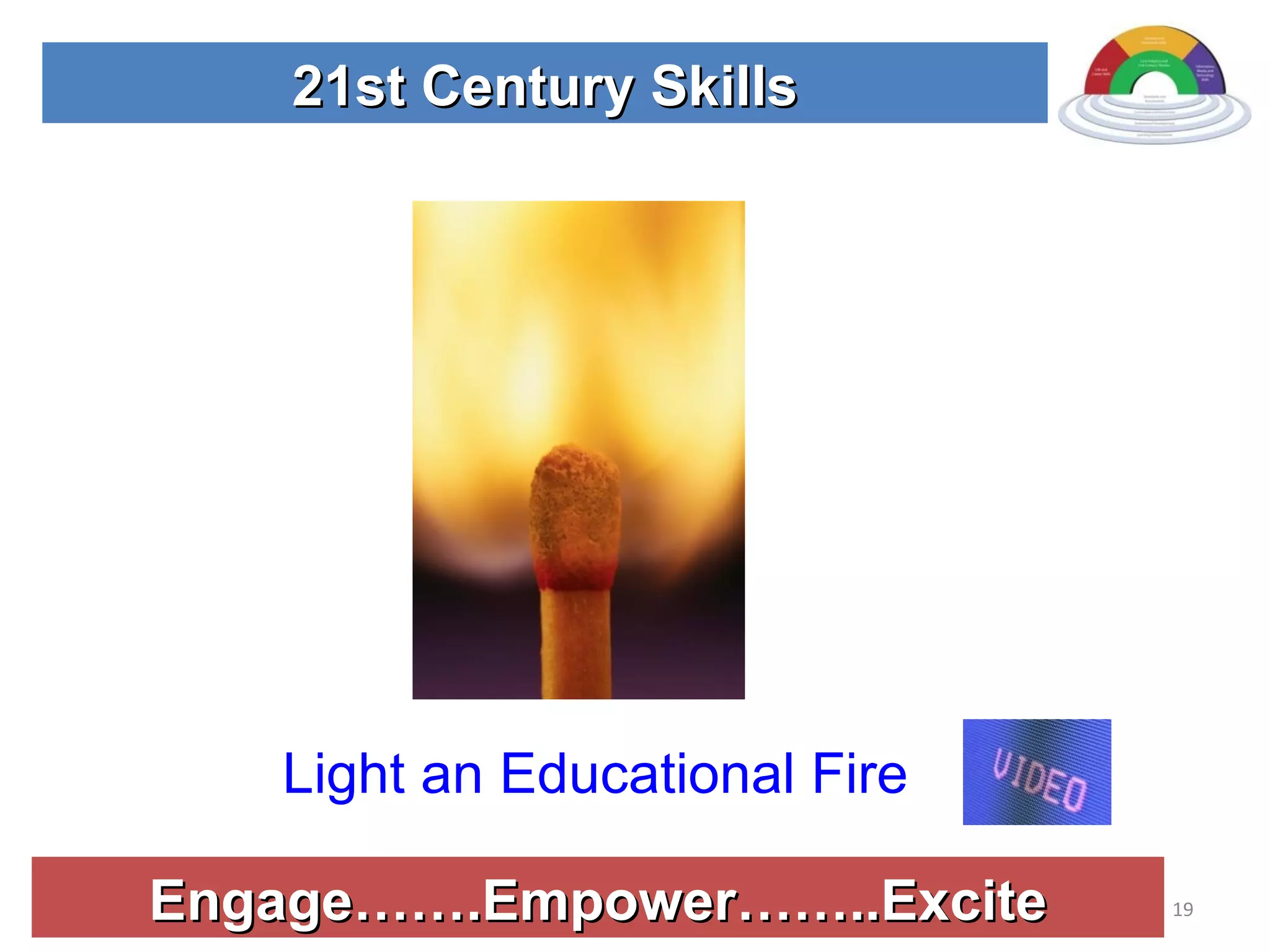 Engage…….Empower……..Excite 21st Century Skills Light an Educational Fire  