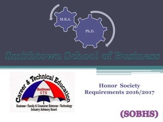 Ph.D.
M.B.A.
Honor Society
Requirements 2016/2017
 