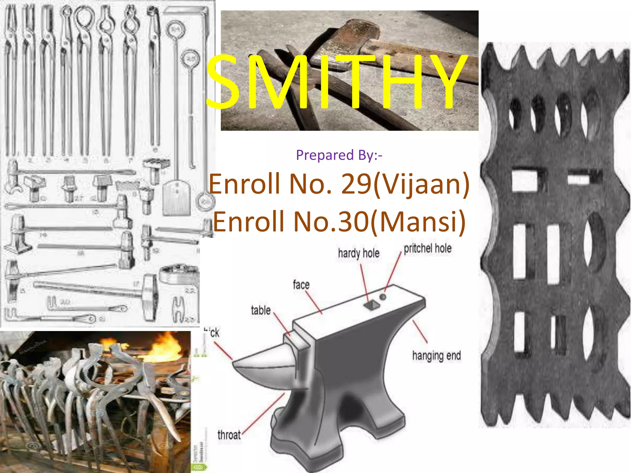 SMITHY
Prepared By:-
Enroll No. 29(Vijaan)
Enroll No.30(Mansi)
 