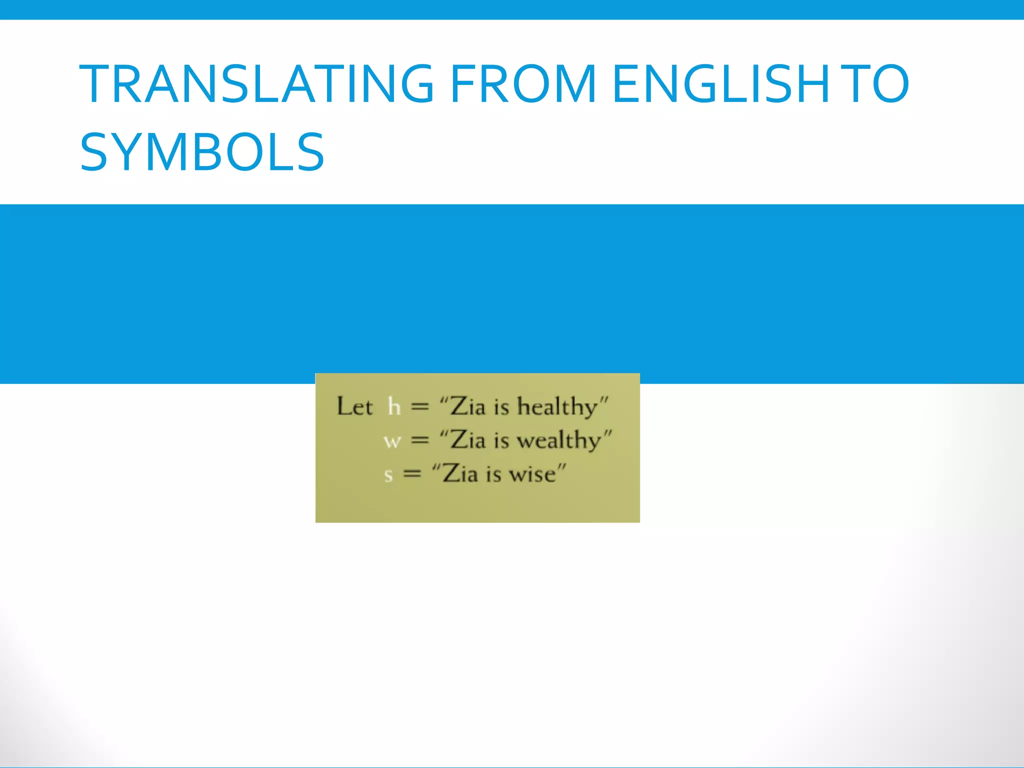 TRANSLATING FROM ENGLISHTO
SYMBOLS
 