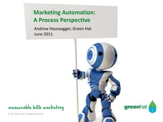 Marketing Automation:
                           A Process Perspective
                           Andrew Haussegger, Green Hat
                           June 2011




© 2011 Green Hat. All Rights Reserved.
 