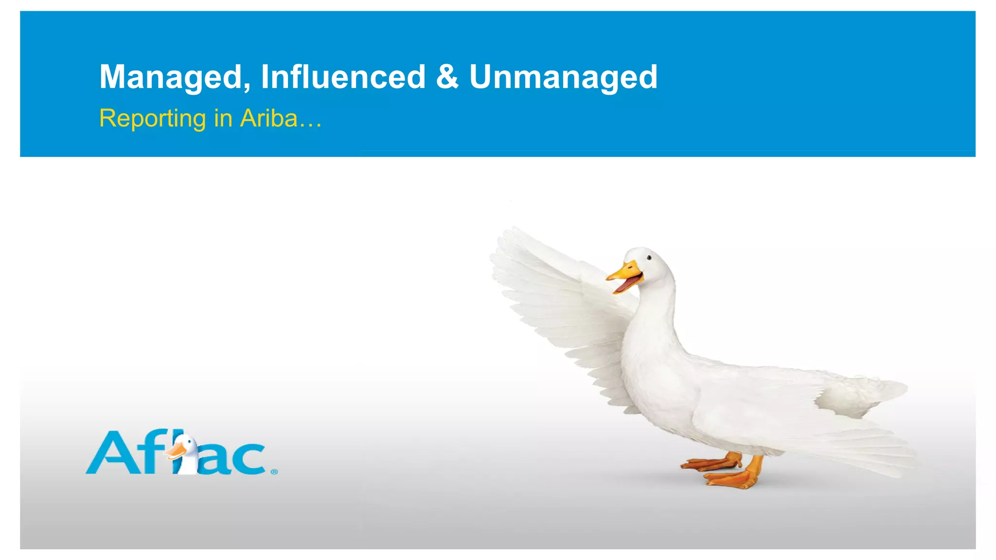 Managed, Influenced & Unmanaged
Reporting in Ariba…
 