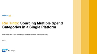 PUBLIC
Rick Steele, Rio Tinto; Leah Knight and Nirav Bhalavat, SAP Ariba (SAP)
Rio Tinto: Sourcing Multiple Spend
Categories in a Single Platform
 