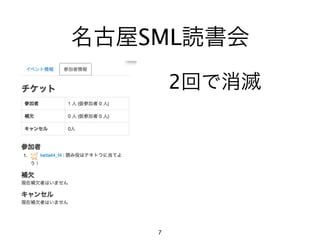 名古屋SML読書会
        2回で消滅




    7
 