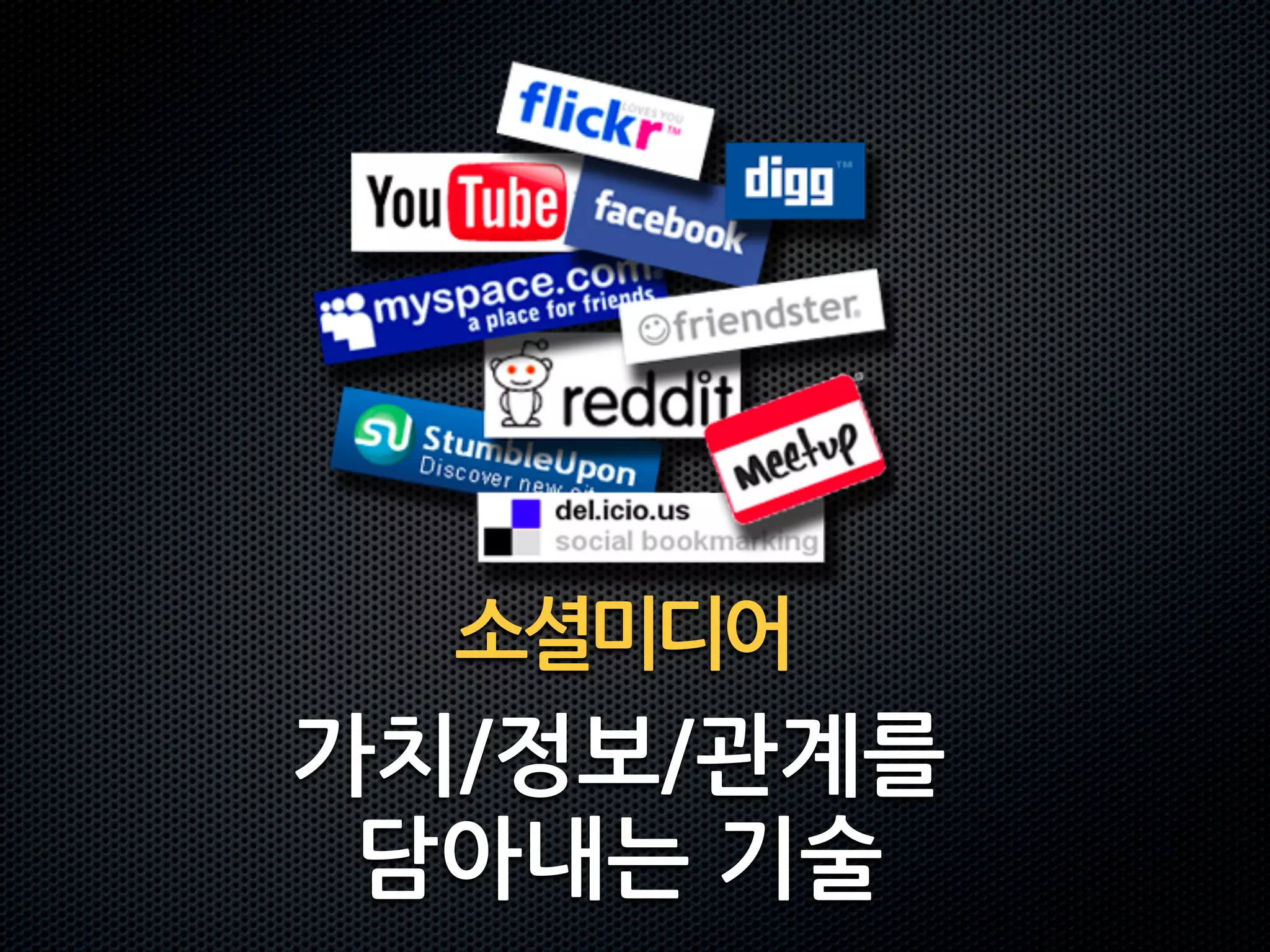 소셜미디어
가치/정보/관계를
 담아내는기술
 