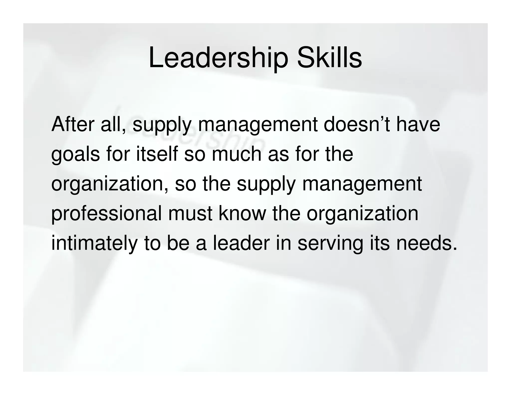 Supply Management Leadership