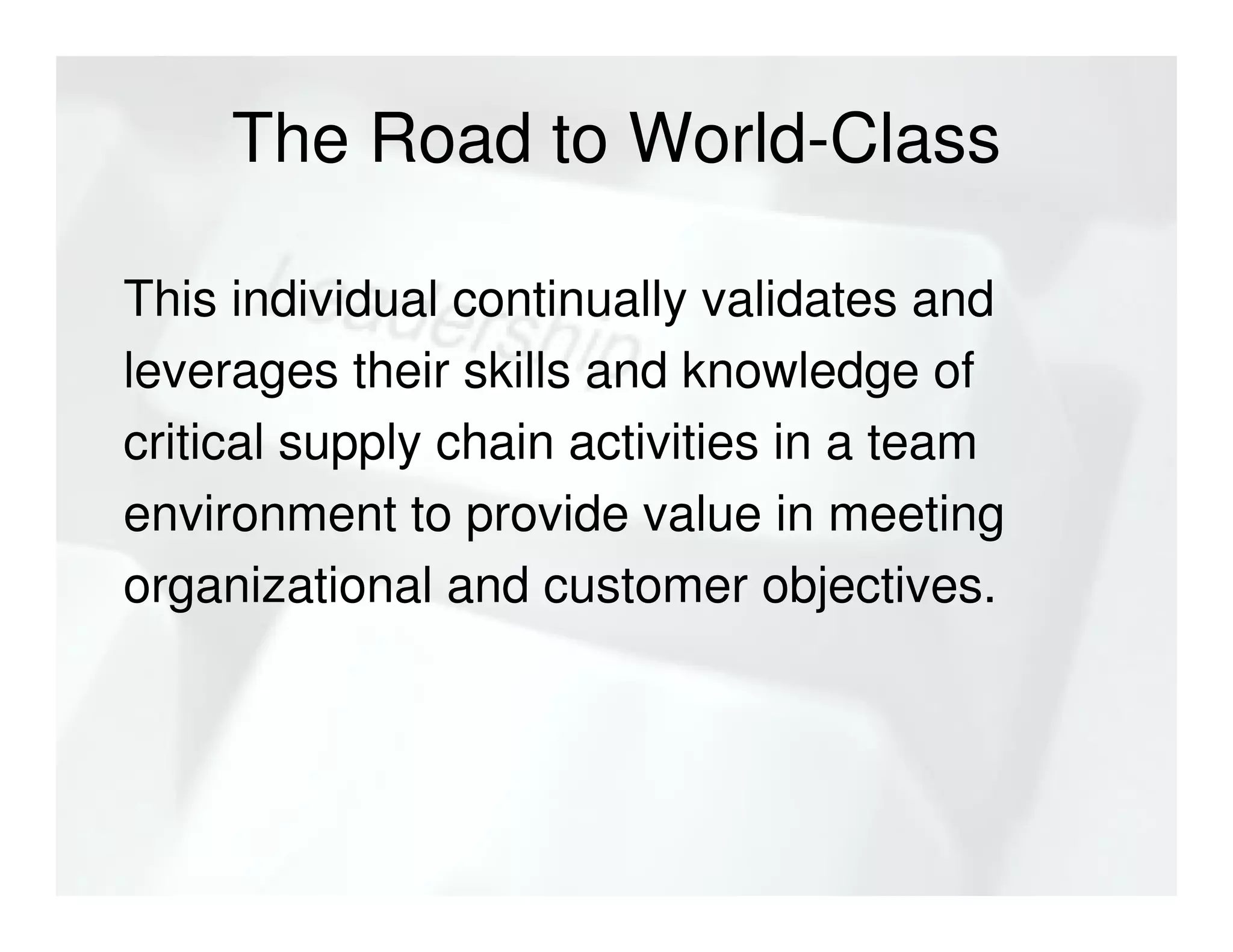 Supply Management Leadership