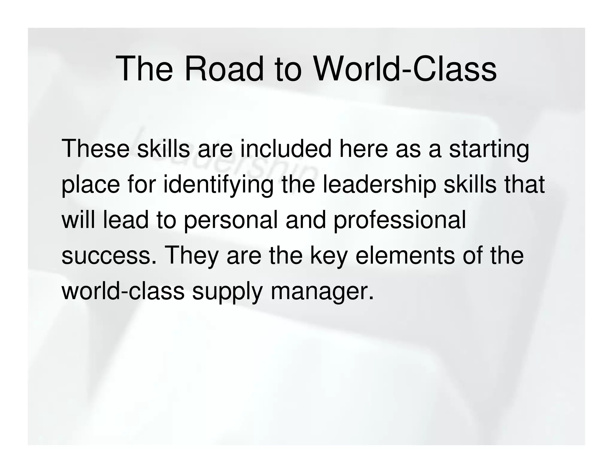 Supply Management Leadership