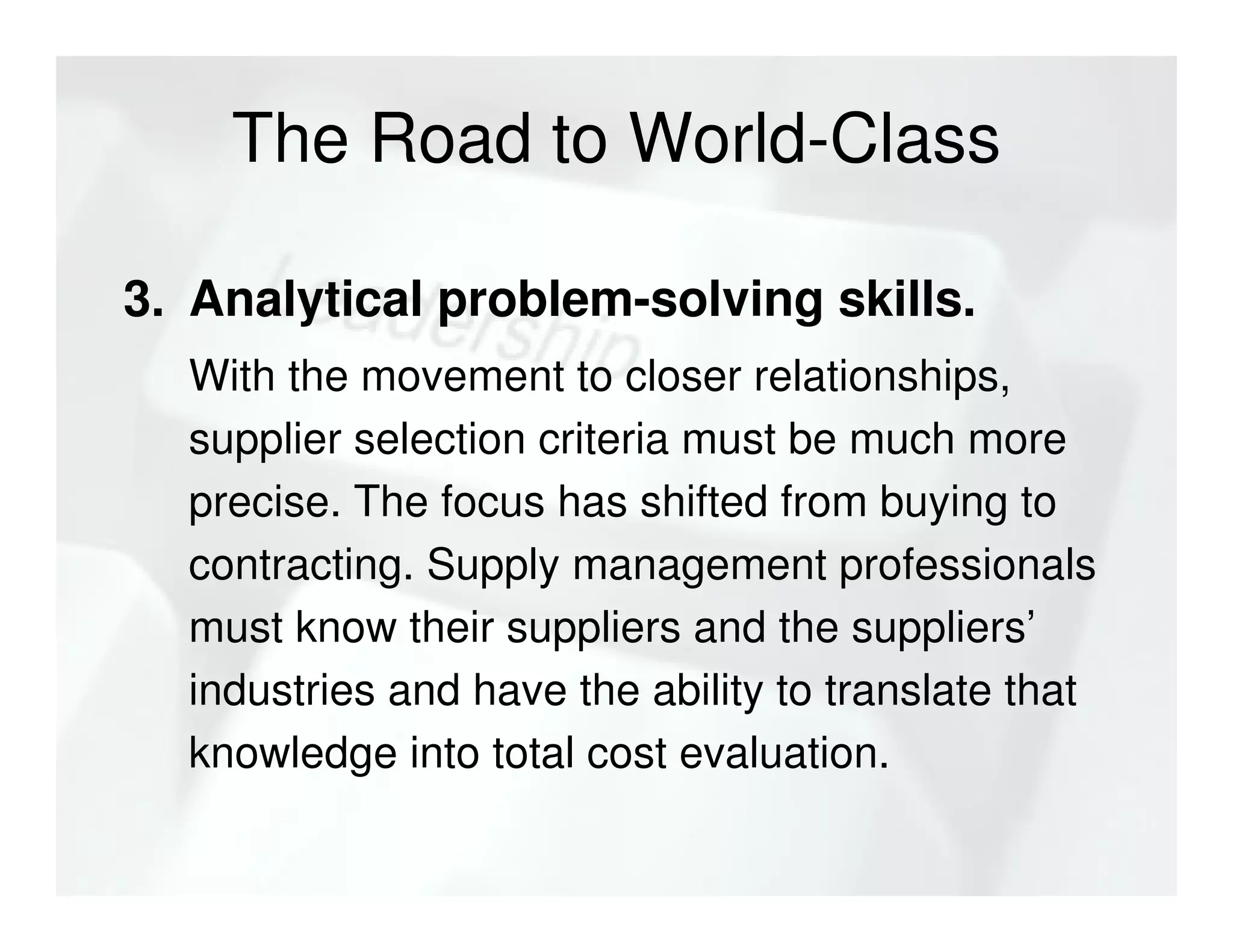 Supply Management Leadership