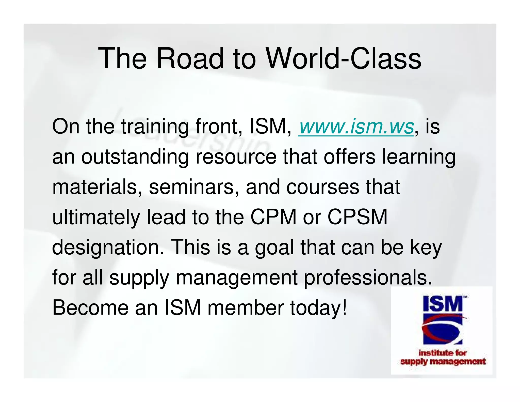 Supply Management Leadership