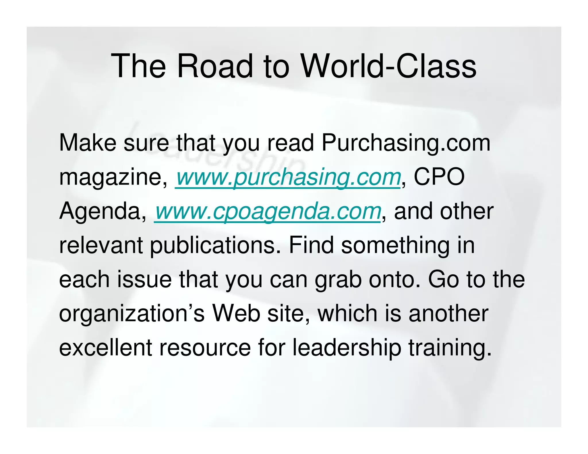 Supply Management Leadership