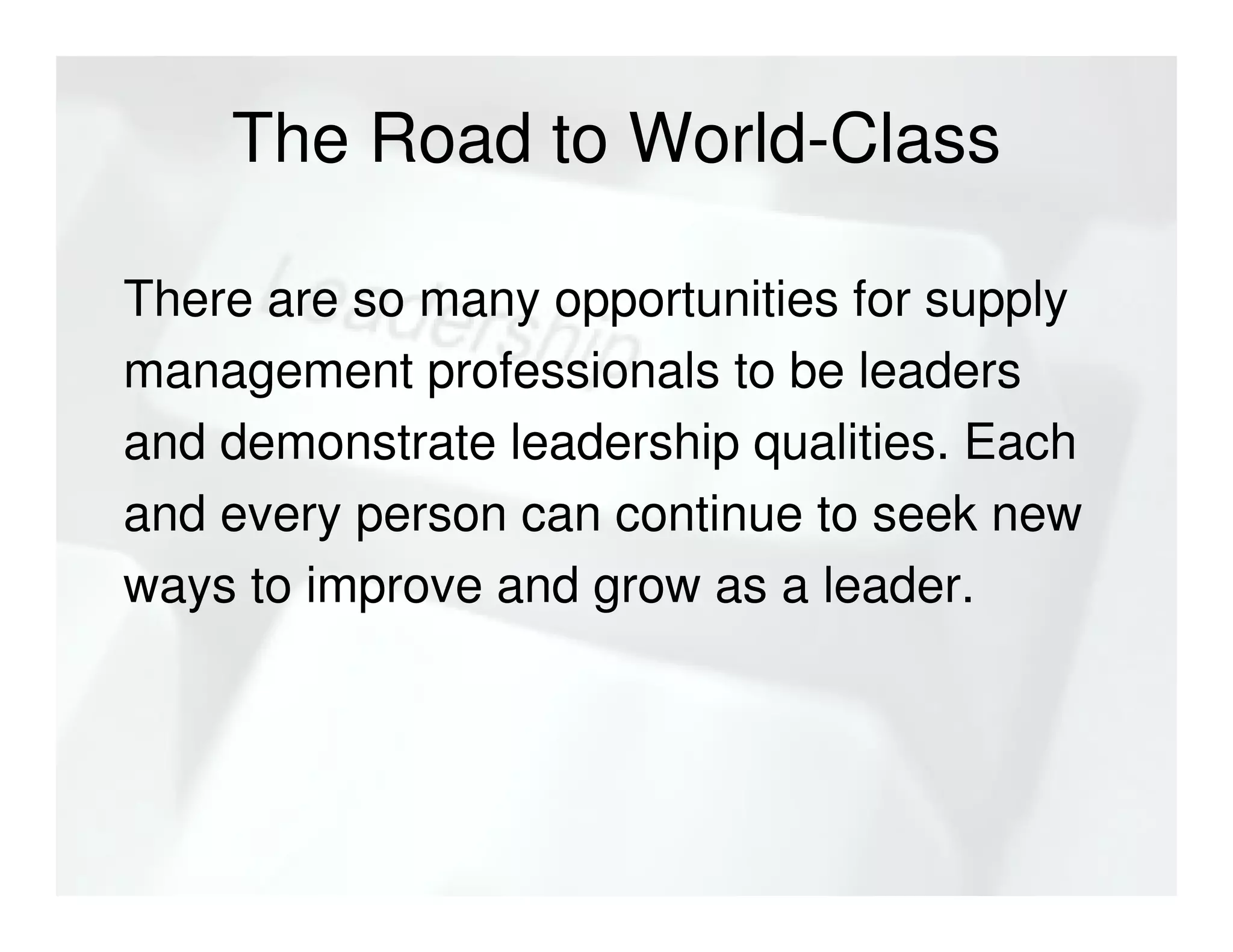 Supply Management Leadership