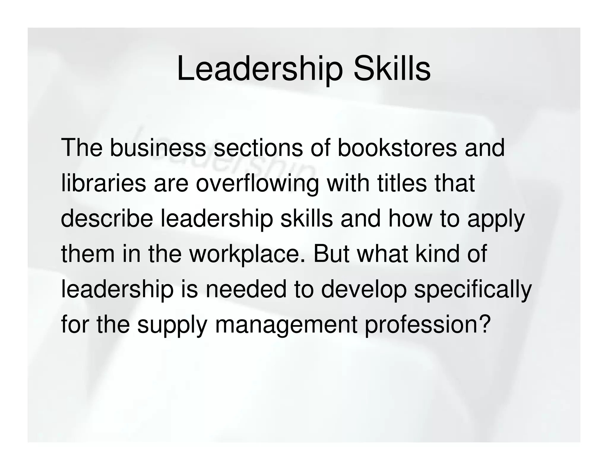 Supply Management Leadership