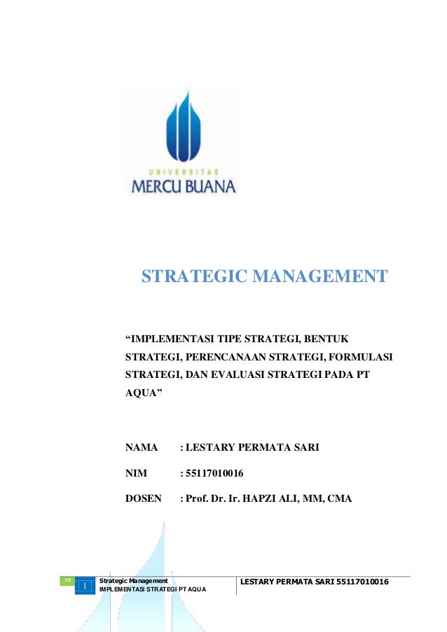 Sm Lestary Permata Sari Hapzi Ali Implementasi Strategi Perusahaan