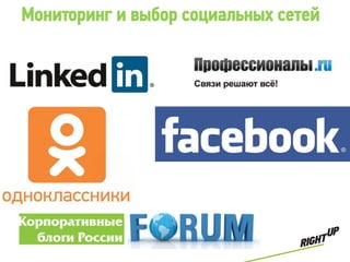 Мониторинг и выбор социальных сетей
 
