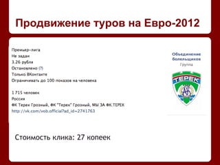 Продвижение туров на Евро-2012
Стоимость клика: 27 копеек
 