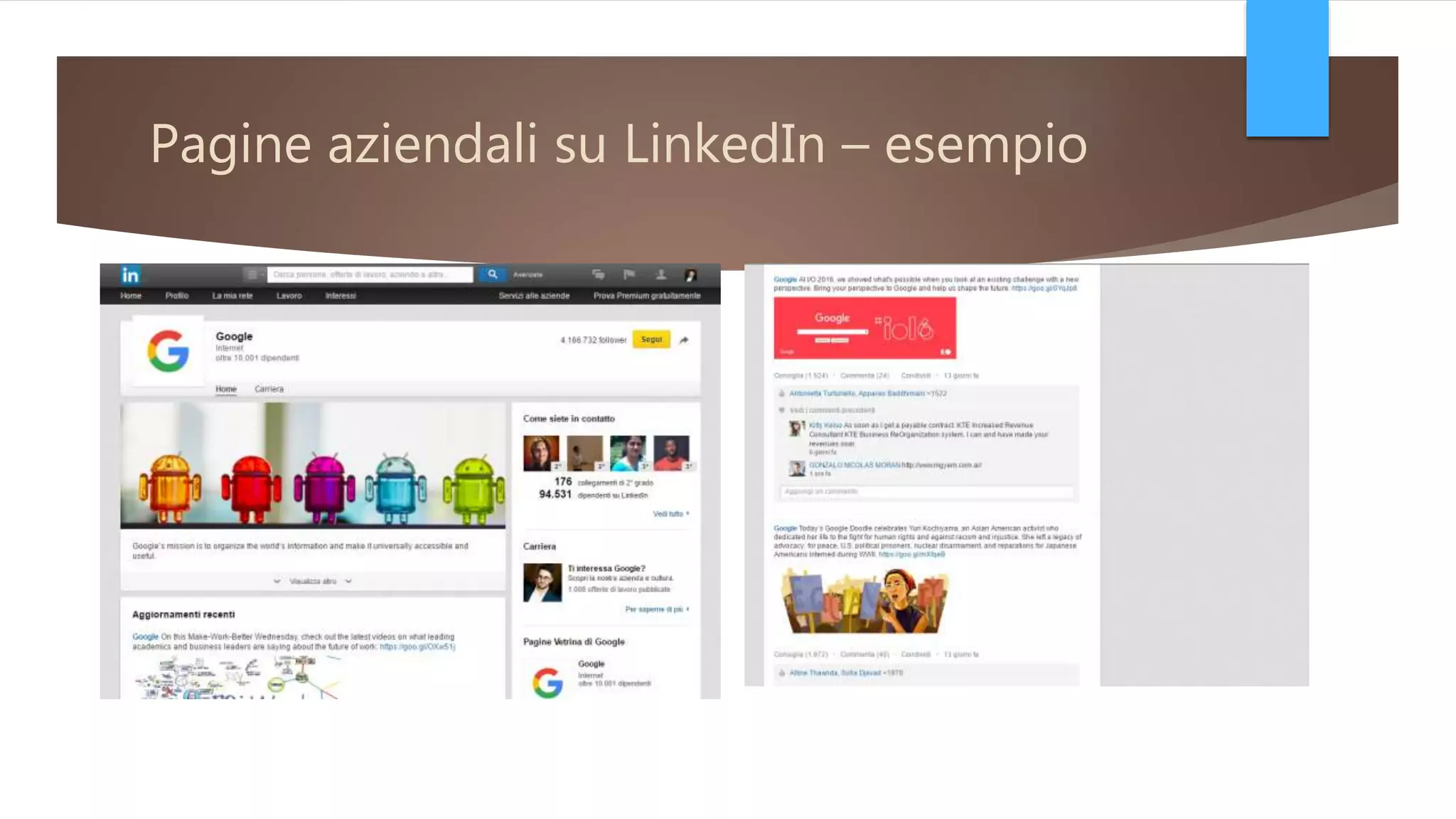 Pagine aziendali su LinkedIn – esempio
 