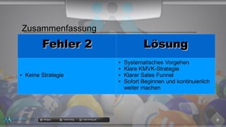 docgoy Twitt.Erfolg Twitt-Erfolg.de
Fehler 2Fehler 2 LösungLösung
● Keine Strategie
● Systematisches Vorgehen
● Klare KMVK-Strategie
● Klarer Sales Funnel
● Sofort Beginnen und kontinuierlich
weiter machen
Zusammenfassung
 