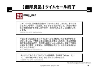 【無印良品】 タイムセール終了




                                           http://techwave.jp/archives/51411971.html

    Copyright (C) 2010 Synapse co., ltd.                                      20
 