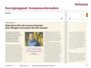 Durchgängigkeit: Komplementärmedizin
@marconierlich --- (Social) Media Kanäle sinnvoll vernetzen 1823. März 2015
 