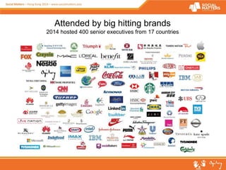 Attended by big hitting brands 
2014 hosted 400 senior executives from 17 countries 
 