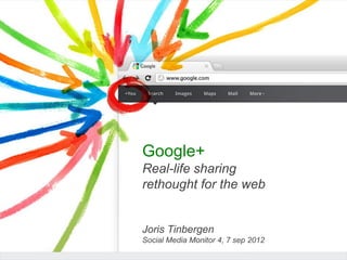 Google+
Real-life sharing
rethought for the web


Joris Tinbergen
Social Media Monitor 4, 7 sep 2012
 