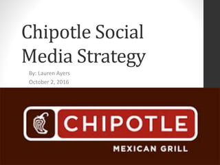Chipotle Social
Media Strategy
By: Lauren Ayers
October 2, 2016
 