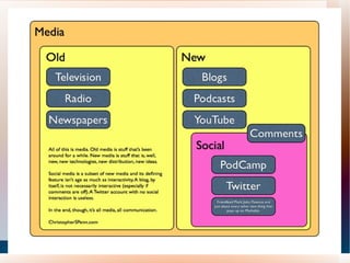Guess what we will do tonight Review websites and blogs, focus on elements. Guess what we will do? Think about why commenting is good and bad. Guess what we will do? Learn the difference between Facebook profiles, groups, and pages. Intro to insights and ads. Guess what we will do? Learn the difference between Twitter updates, mentions, replies, retweets, and direct messages. Guess what we will do?