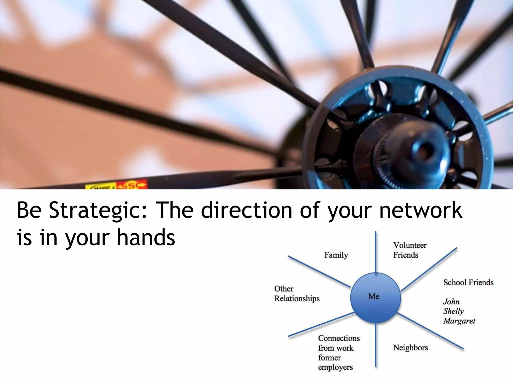 Be Strategic: The direction of your network
is in your hands
 