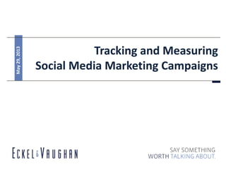 May29,2013
Tracking and Measuring
Social Media Marketing Campaigns
 
