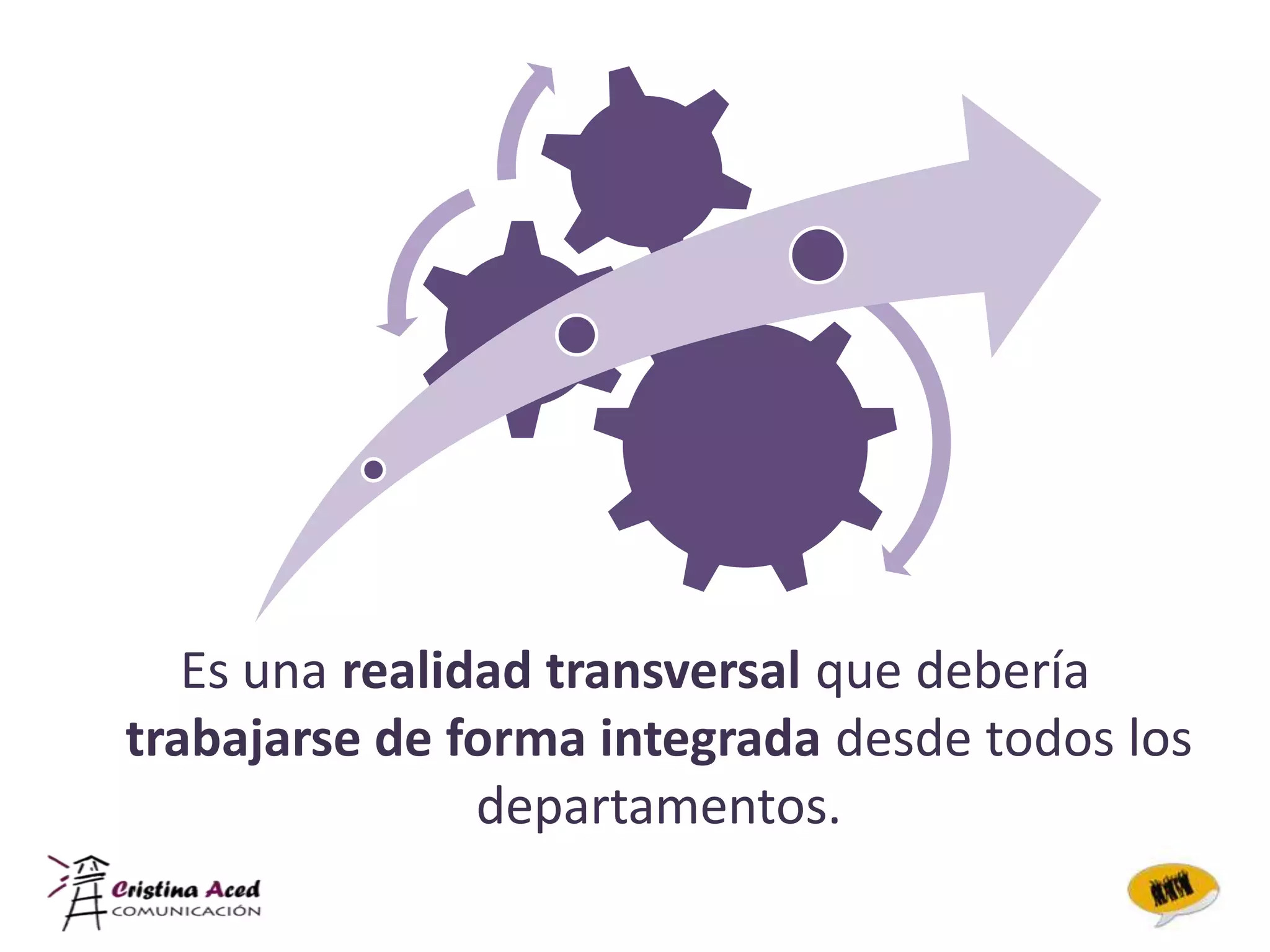 Es una realidad transversal que debería
trabajarse de forma integrada desde todos los
                departamentos.
 
