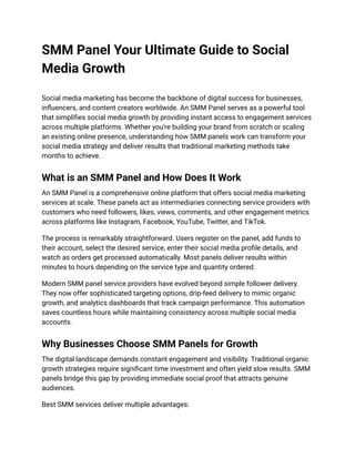 SMM Panel Your Ultimate Guide to Social Media Growth | PDF