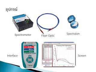 Spectrometer   Fiber Optic   Spectralon




Interface                                  Screen
 