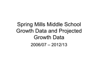 Spring Mills Middle School Growth Data and Projected Growth Data 2006/07 – 2012/13 