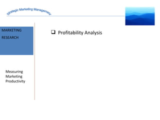 MARKET INTELLIGENCE MARKETING RESEARCH Measuring Marketing Productivity Profitability Analysis Strategic Marketing Management 