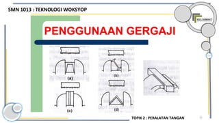 52
PENGGUNAAN GERGAJI
SMN 1013 : TEKNOLOGI WOKSYOP
TOPIK 2 : PERALATAN TANGAN
 