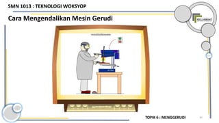 30
Cara Mengendalikan Mesin Gerudi
TOPIK 6 : MENGGERUDI
SMN 1013 : TEKNOLOGI WOKSYOP
 