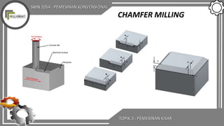 SMN 2054 : PEMESINAN KONVENSIONAL
TOPIK 3 : PEMESINAN KISAR
CHAMFER MILLING
 