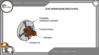 SMN 2054 : PEMESINAN KONVENSIONAL
TOPIK 2 : PEMESINAN LARIK
PLAT PERMUKAAN (FACE PLATE)
 