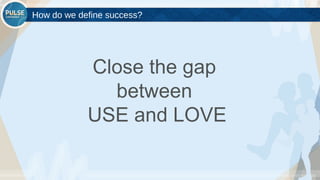 ©2015 Gainsight. All Rights Reserved.
How do we define success?
Close the gap
between
USE and LOVE
 