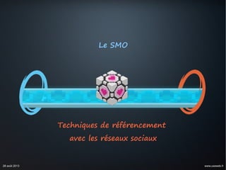 Le SMO
Techniques de référencement
avec les réseaux sociaux
28 août 2013 www.useweb.fr
 