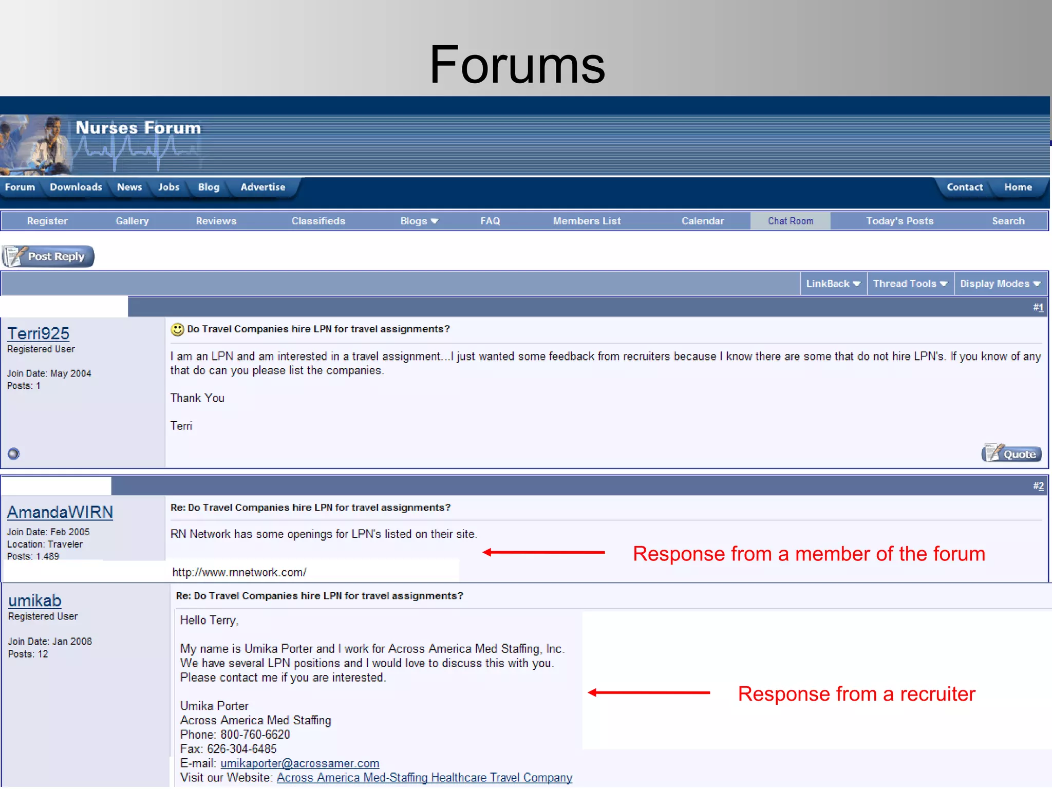 Forums Response from a recruiter  Response from a member of the forum 