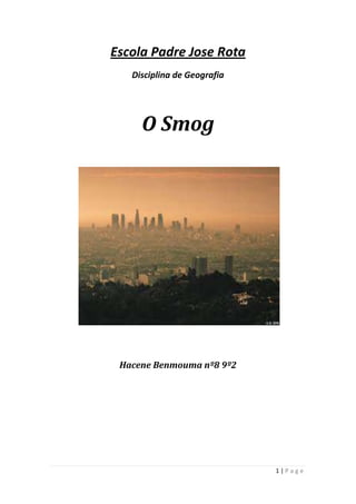 Escola Padre Jose Rota
   Disciplina de Geografia




     O Smog




 Hacene Benmouma nº8 9º2




                             1|Page
 