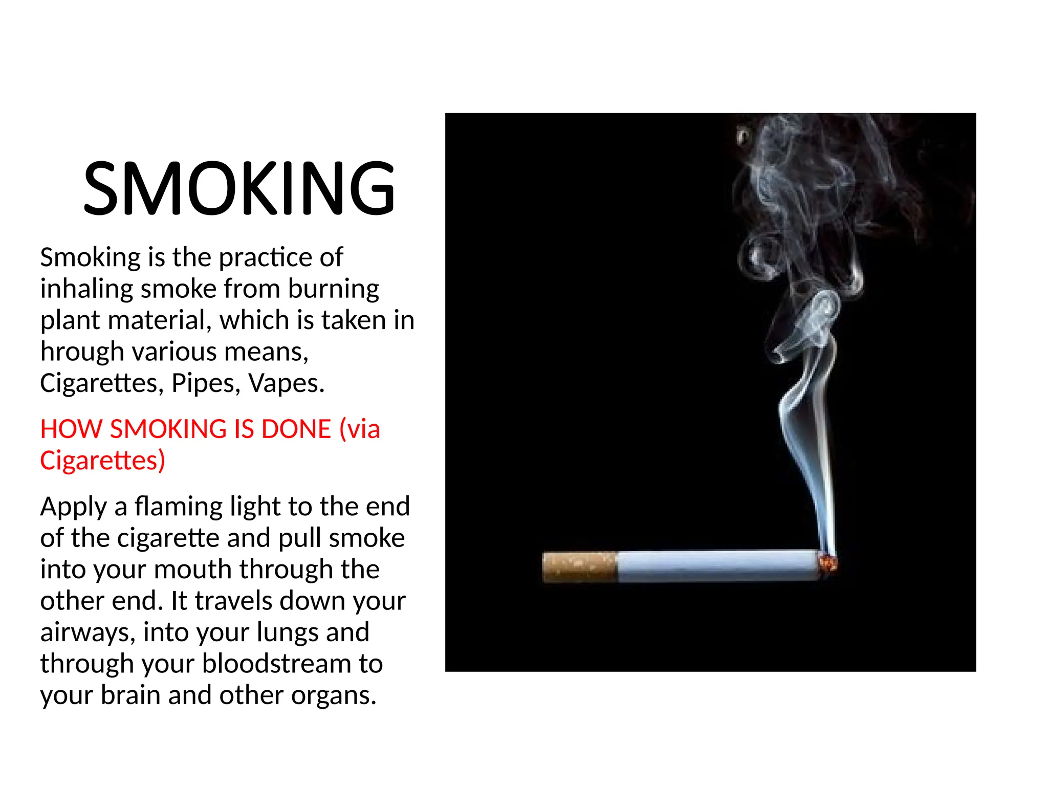 definition of smoking cigarettes Cigarette and its ill effects THE BENEFITS AND DAMAGES OF